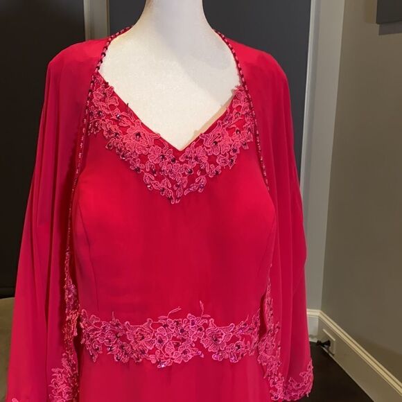 Women’s Pink Plus Sized Formal Party Dress with Matching Jacket Size 24 - Picture 2 of 11